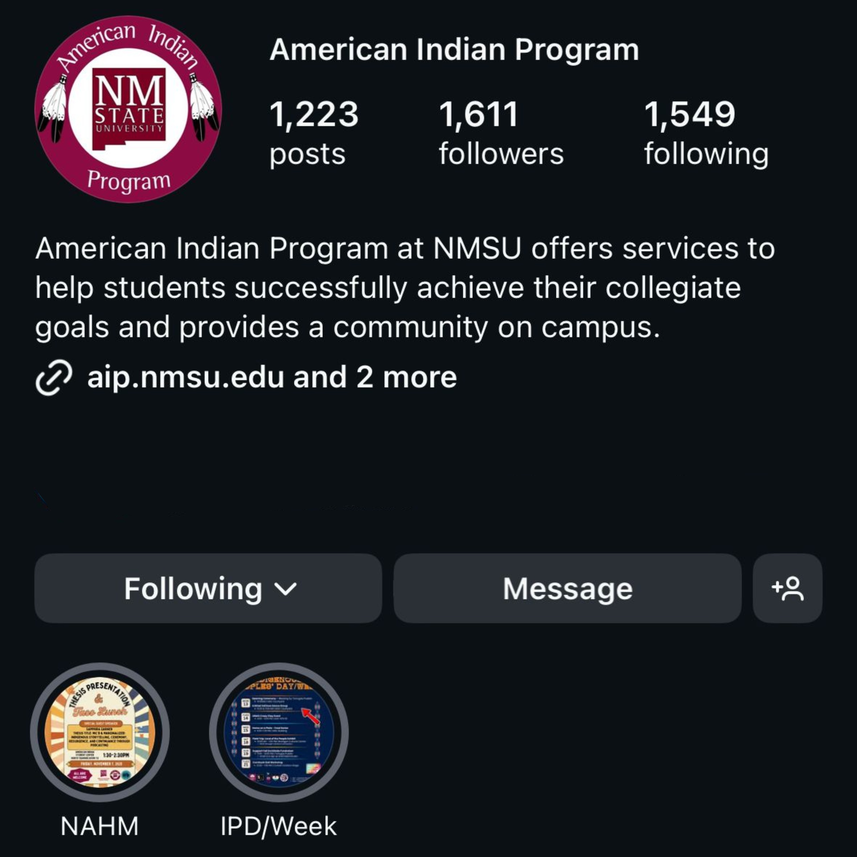 NMSU AIP INSTAGRAM